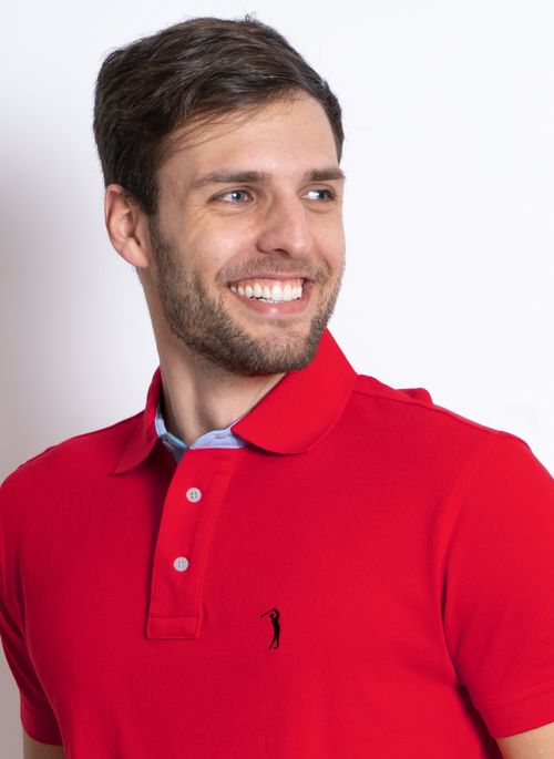 Camisa Polo Vermelha Lisa Aleatory