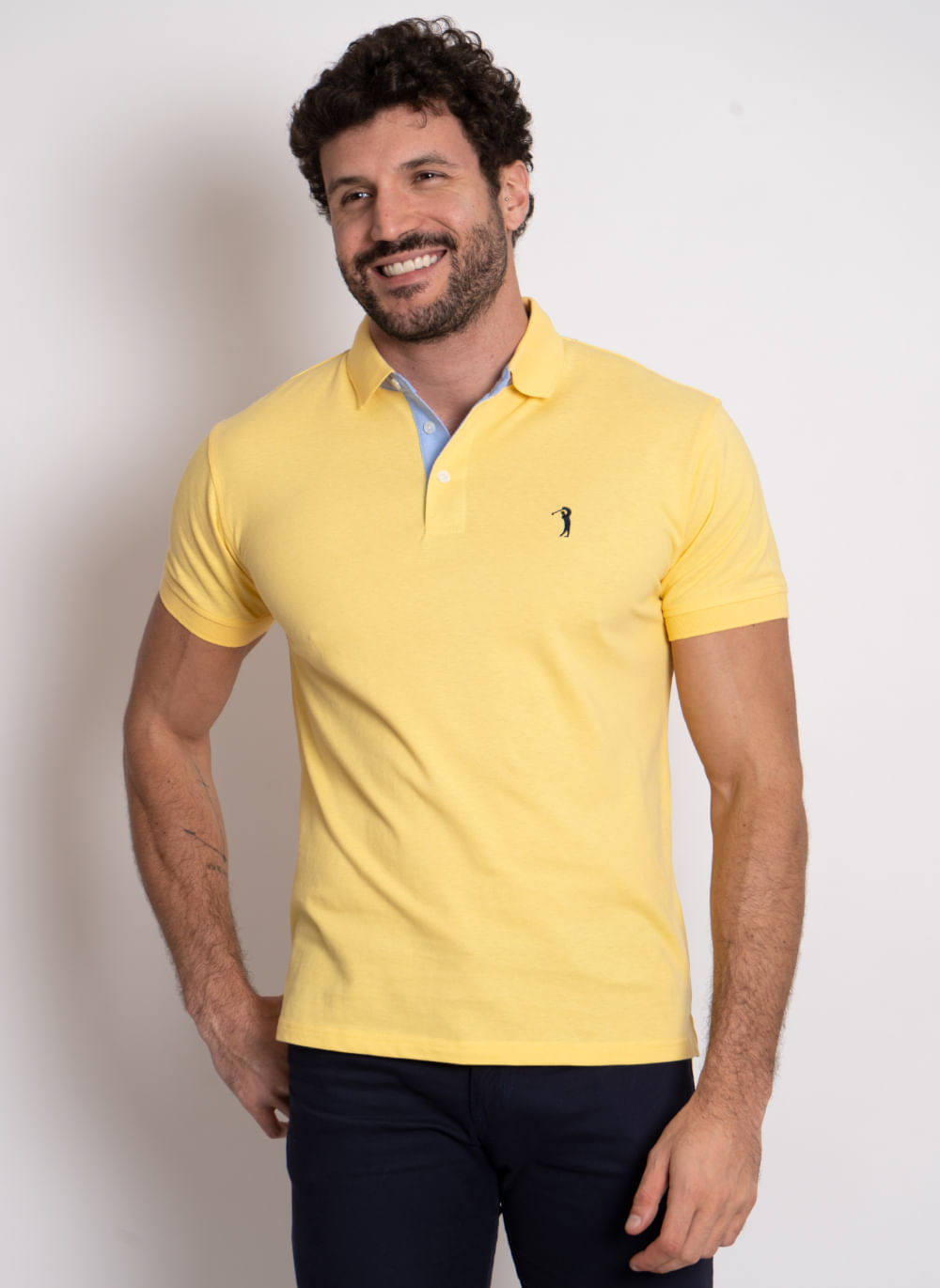 Camisa-Polo-Amarela-Lisa-Aleatory-Amarelo-P