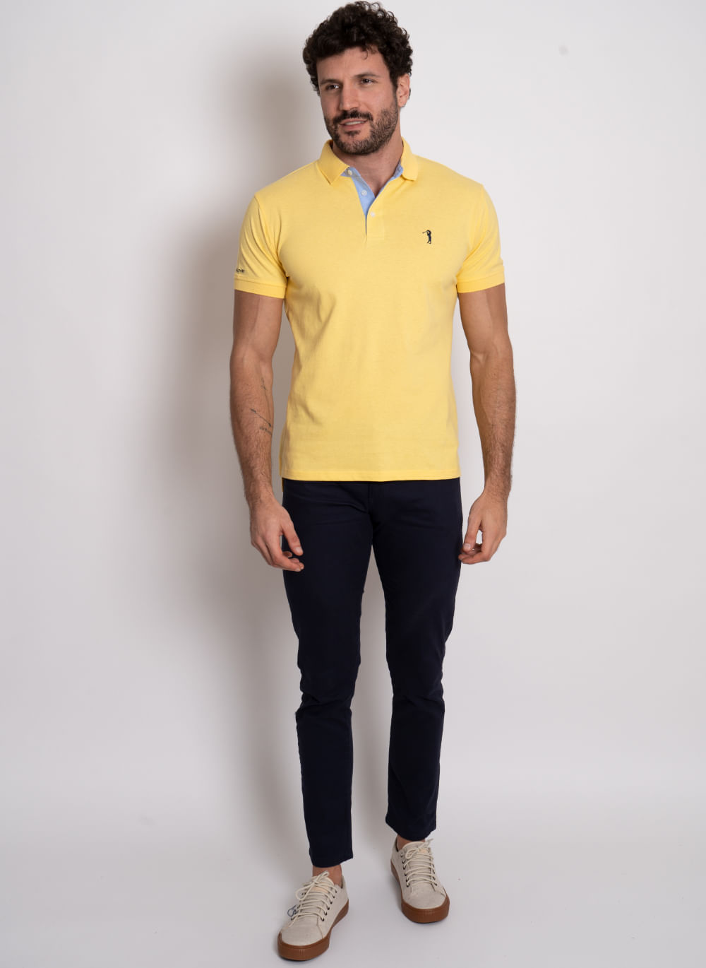 Camisa-Polo-Amarela-Lisa-Aleatory-Amarelo-P