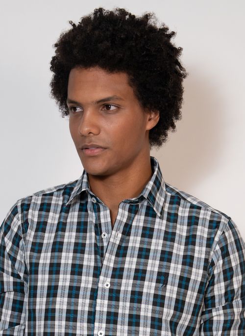 Camisa Aleatory Xadrez Manga Longa Horizon