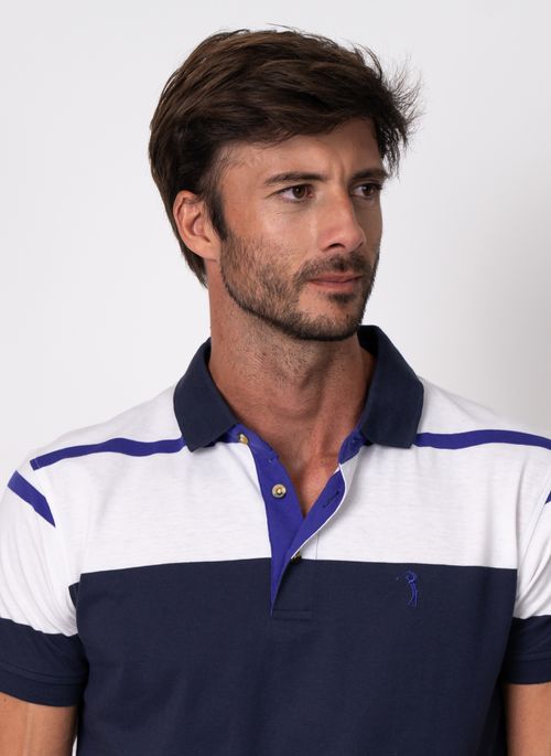 Camisa Polo Aleatory Listrada Robust Azul