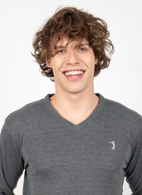 Suéter Aleatory Gola V New Frame Mescla Chumbo