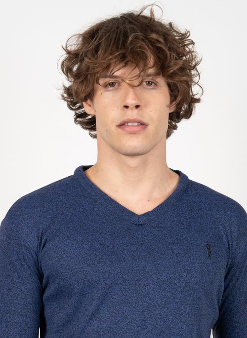 Suéter Aleatory Gola V New Frame Azul Jeans