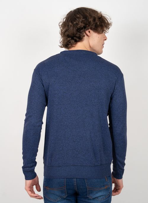Suéter Aleatory Gola V New Frame Azul Jeans