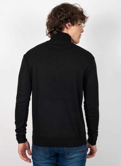 Suéter Aleatory Gola Zíper Preto