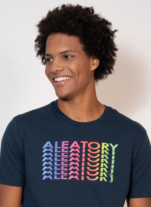 Camiseta Estampada Aleatory Gradient Marinho