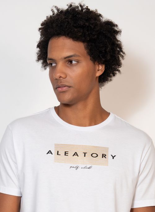Camiseta Estampada Aleatory Golden Lines Branca