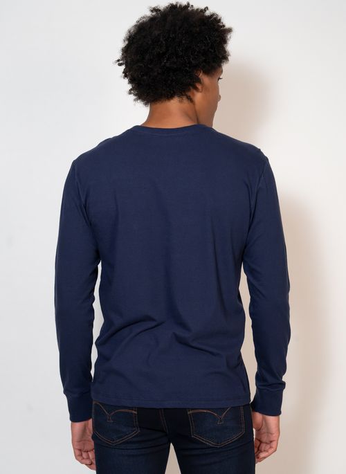 Camiseta Estampada Aleatory ML Silver & Gold Marinho