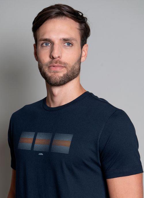 Camiseta Signature Estampada Pixel Marinho