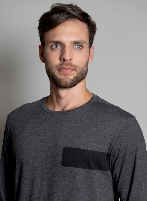 Camiseta Signature Estampada ML Flat Chumbo