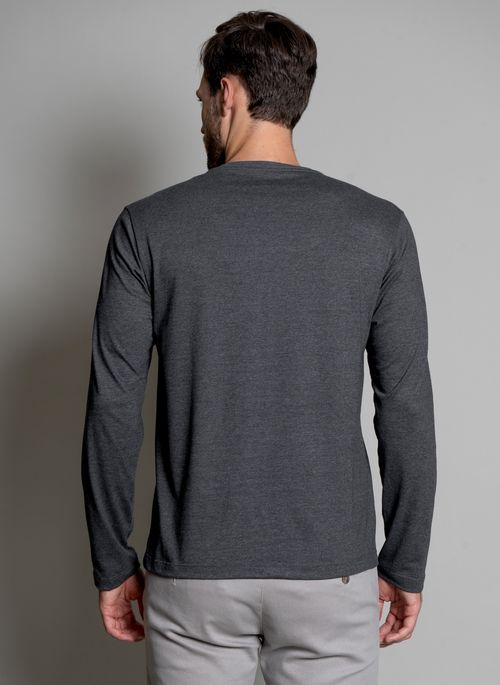 Camiseta Signature Estampada ML Flat Chumbo