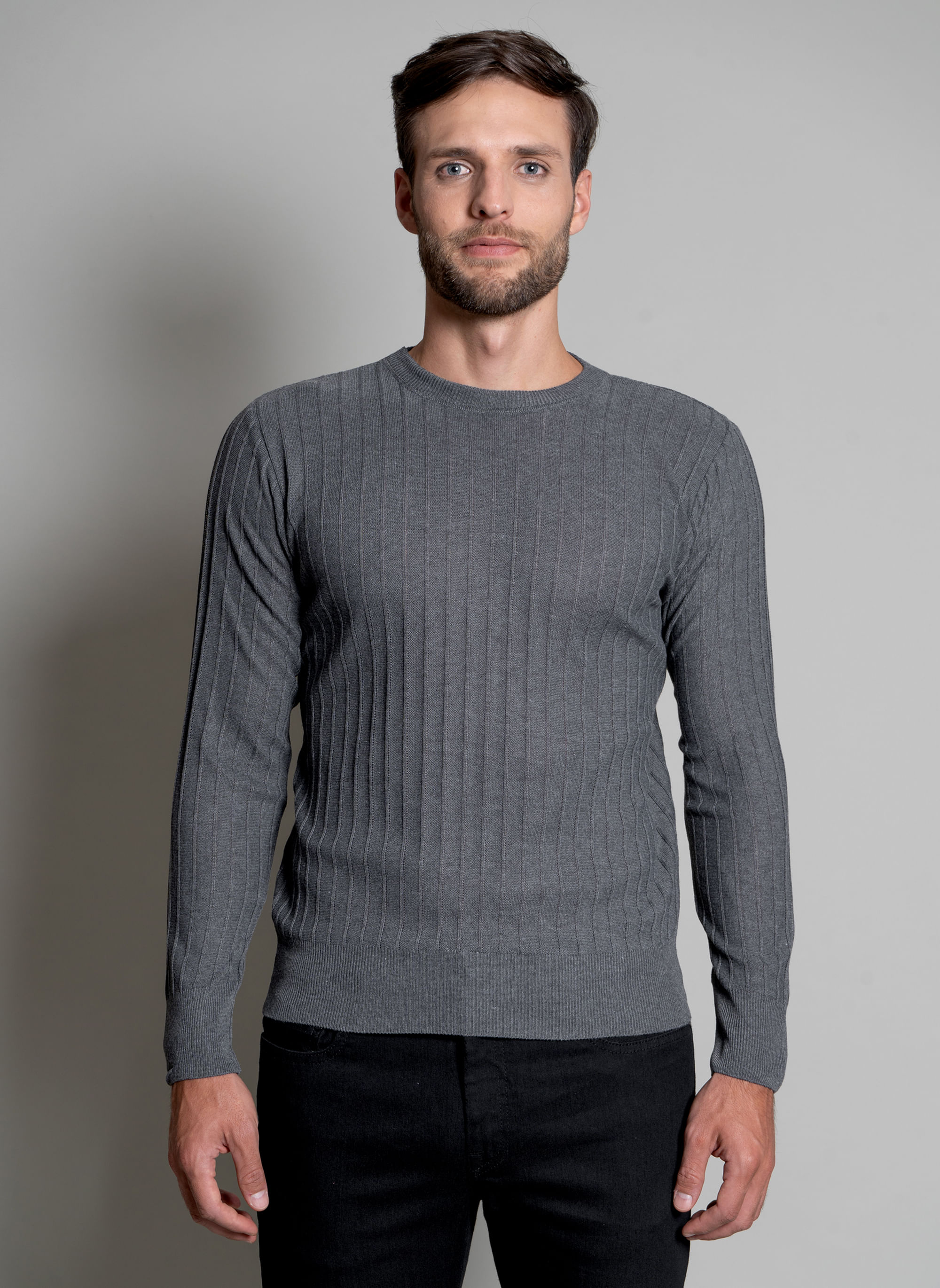 Sueter-Signature-Canelado-ML-Cinza-Cinza-M