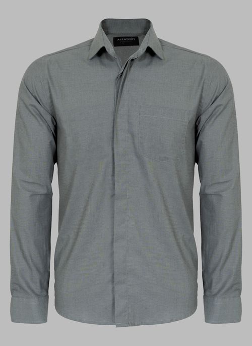 Camisa Signature Lisa Manga Longa Fil a Fil Cinza