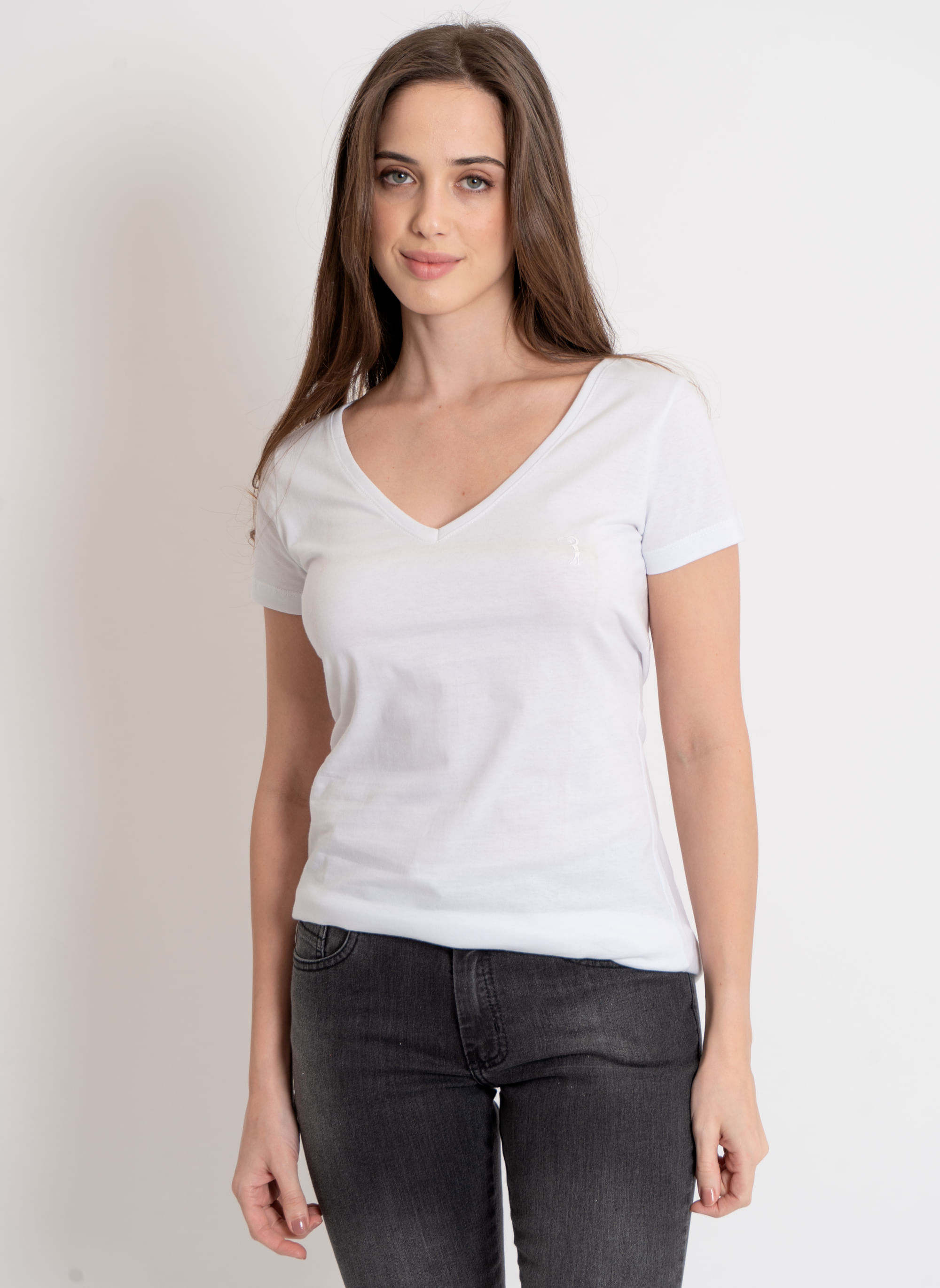 Camiseta-Feminina-Aleatory-Gola-V-Lisa-Force-Branca-Branco-G