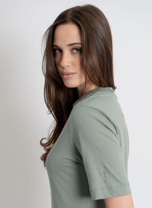 Camiseta Feminina Aleatory Lisa Gola Alta Verde