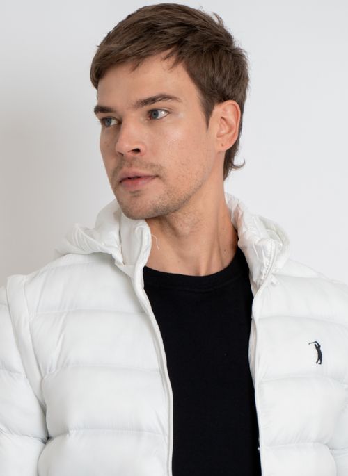 Jaqueta Aleatory Puffer Capuz Removível Off-White
