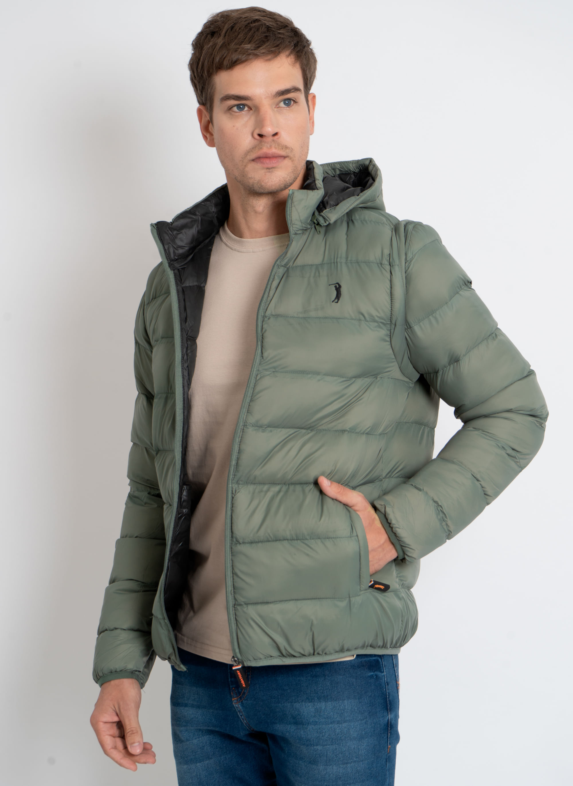 Jaqueta-Aleatory-Puffer-Capuz-Removivel-Verde-Verde-Militar-M