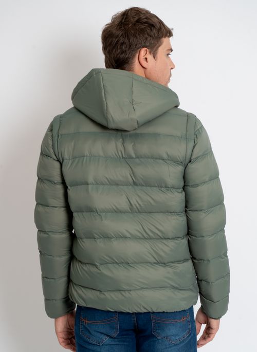 Jaqueta Aleatory Puffer Capuz Removível Verde