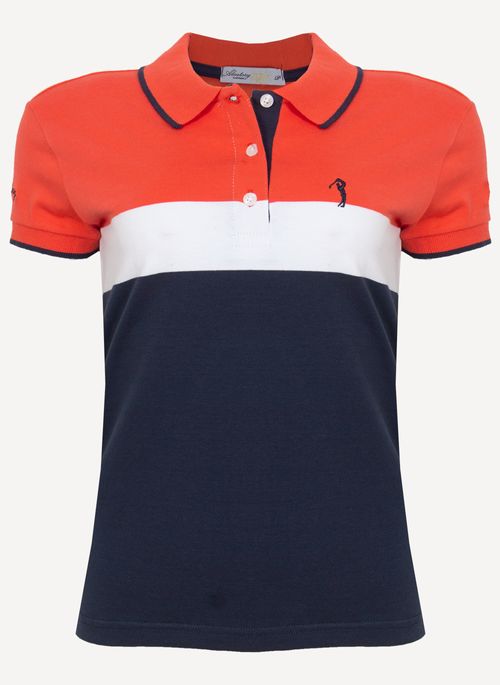 Camisa Polo Aleatory Feminina Listrada Close Vermelha