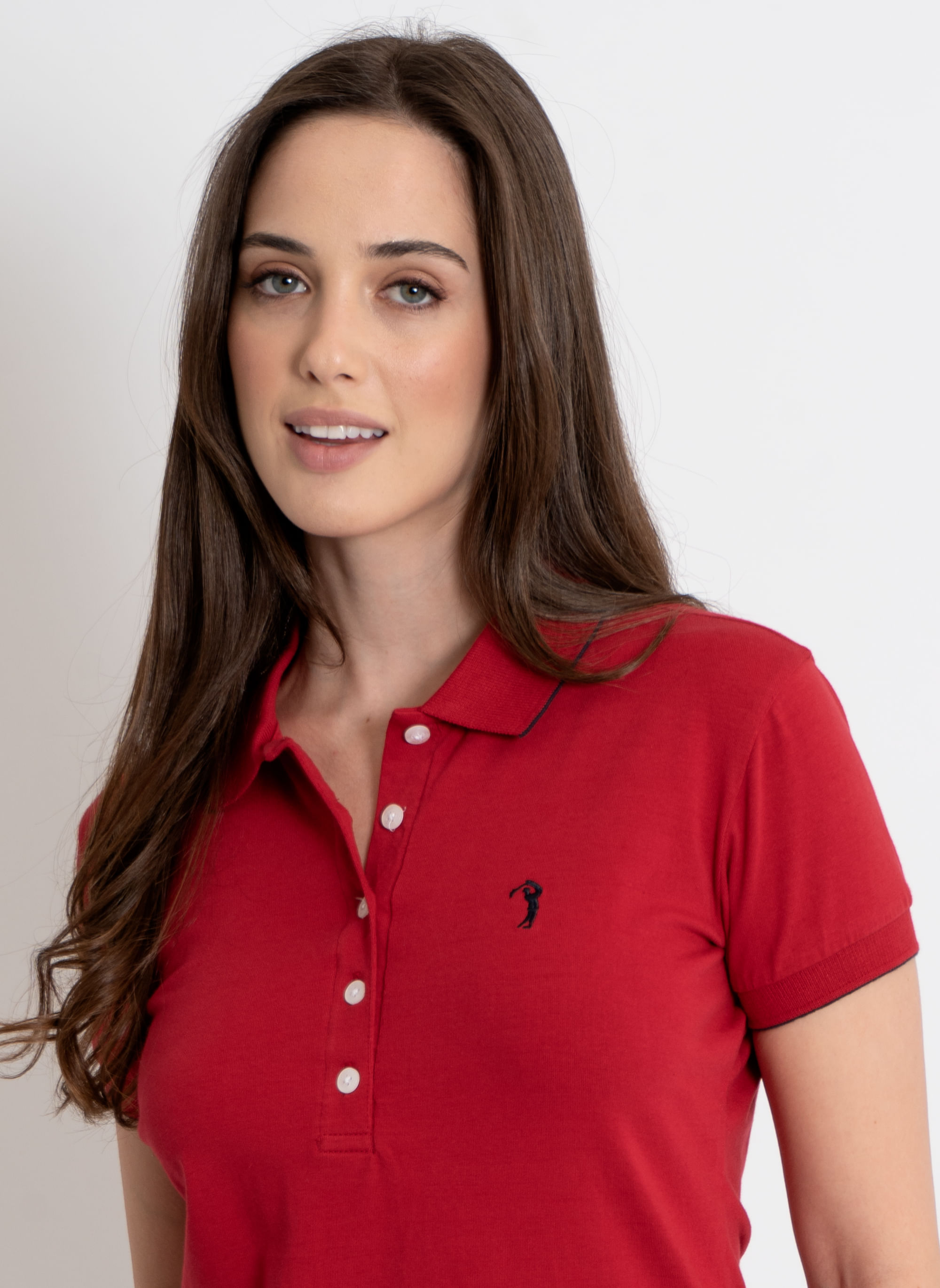 Camisa-Polo-Feminina-Aleatory-Lycra-Vermelha-Vermelho-P