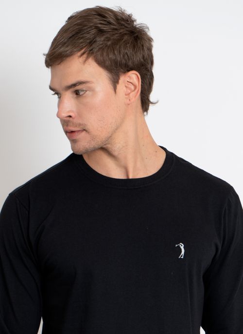 Camiseta Aleatory Básica Manga Longa Freedom Preta