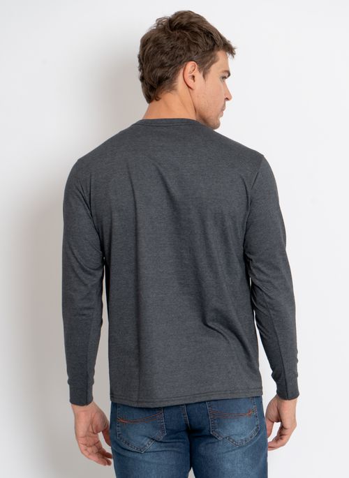 Camiseta Aleatory Básica Manga Longa Freedom Chumbo