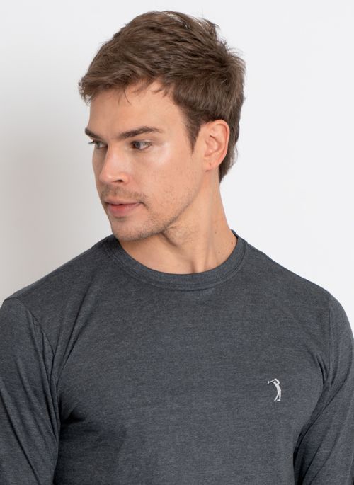 Camiseta Aleatory Básica Manga Longa Freedom Chumbo