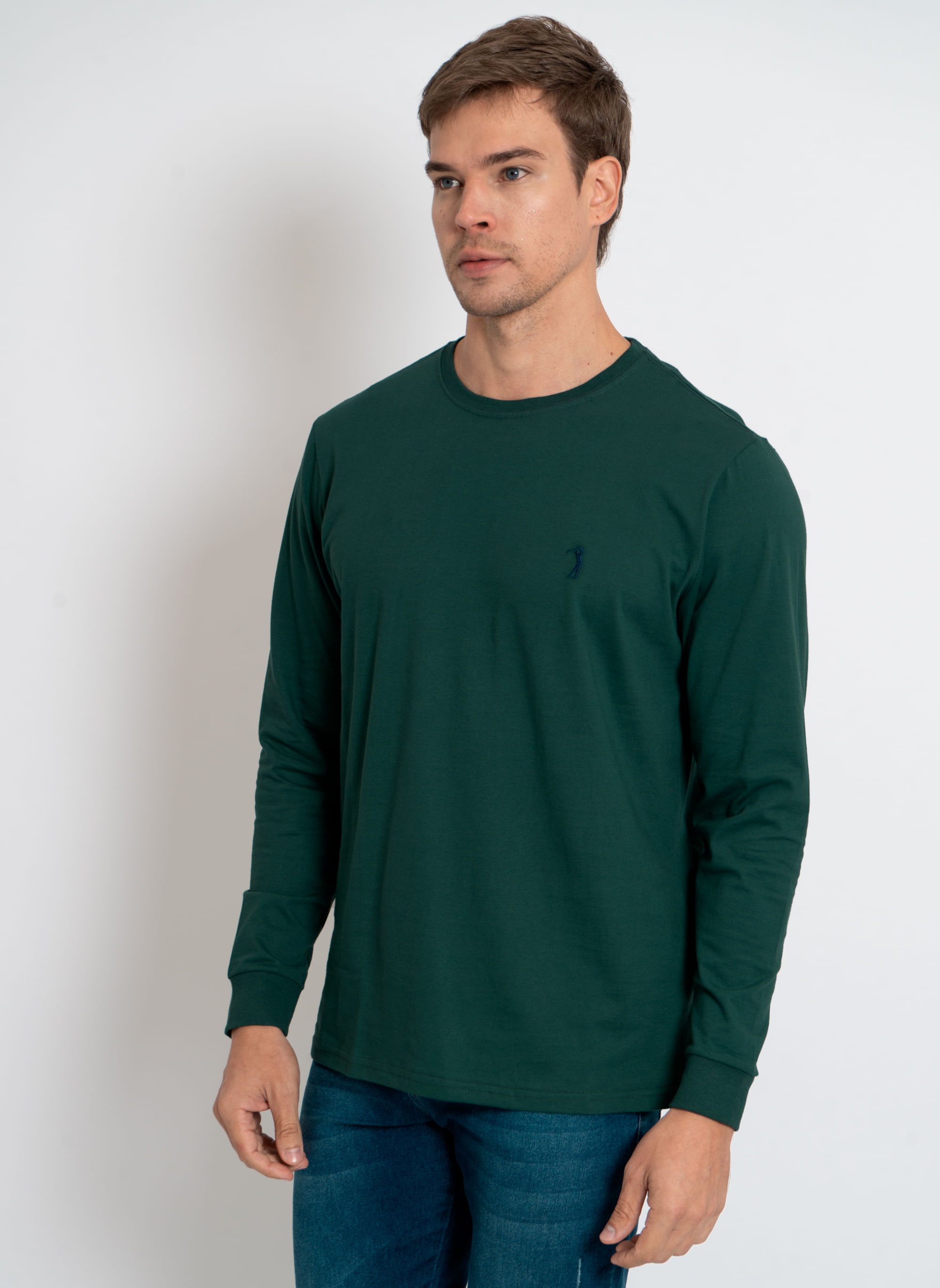 Camiseta-Aleatory-Basica-Manga-Longa-Freedom-Verde-Escuro-Verde-Escuro-G