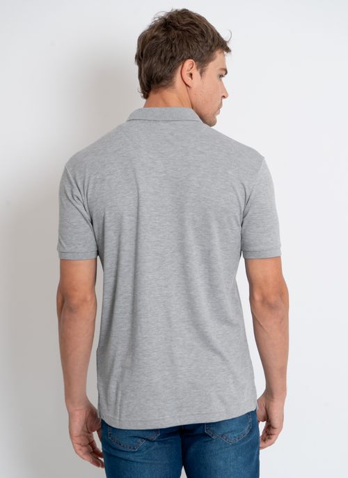 Camisa Polo Aleatory Lisa Algodão Pima Mescla Cinza
