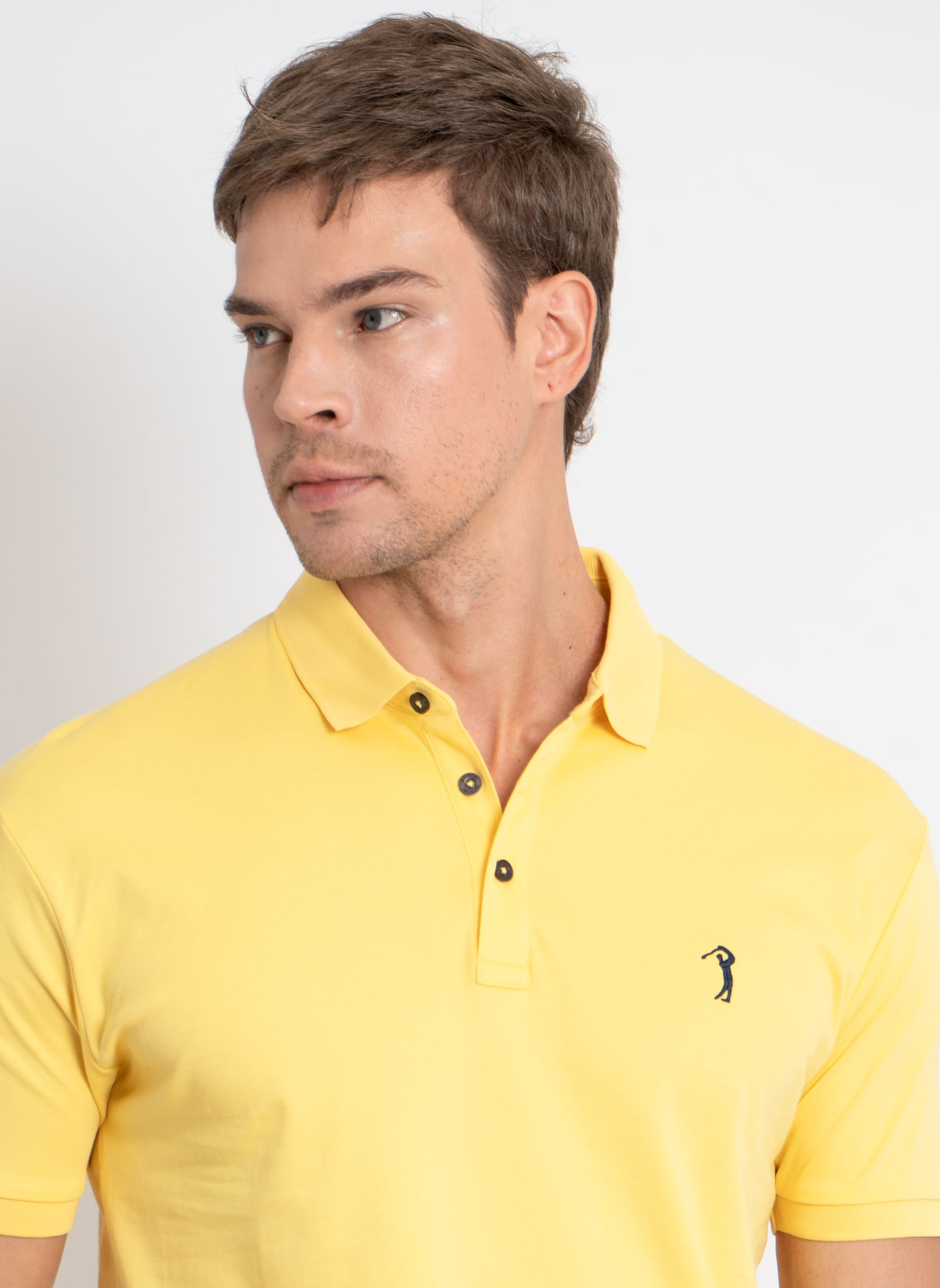 Camisa-Polo-Aleatory-Lisa-Algodao-Pima-Amarela-Amarelo-P