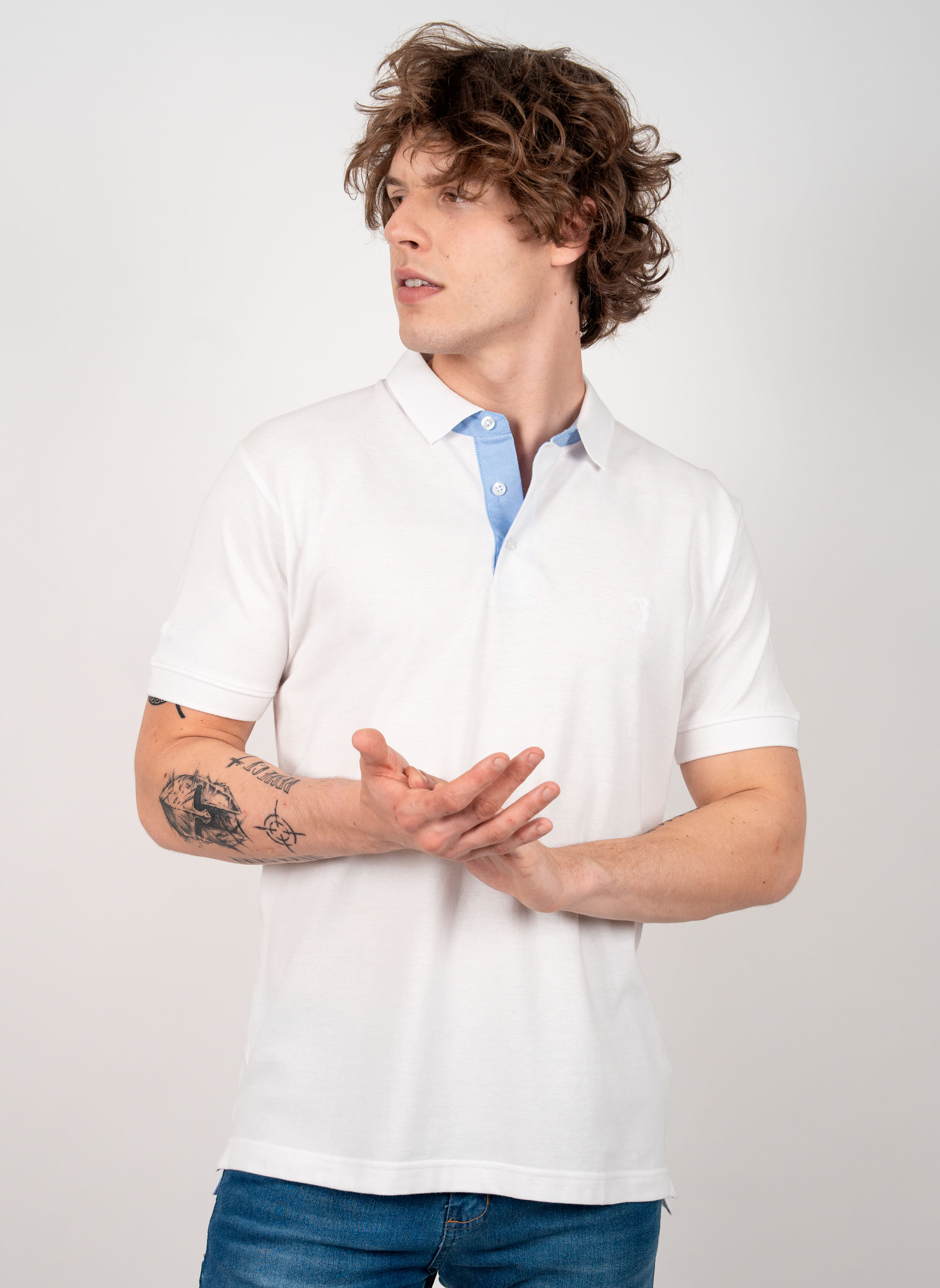 Camisa-Polo-Branca-Lisa-Aleatory-Branco-P