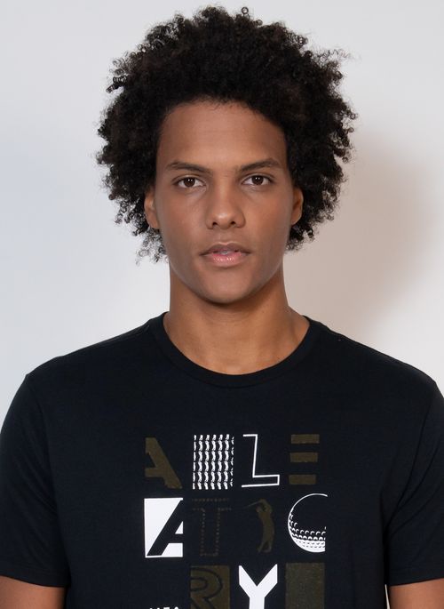 Camiseta Estampada Aleatory Symbol Preta