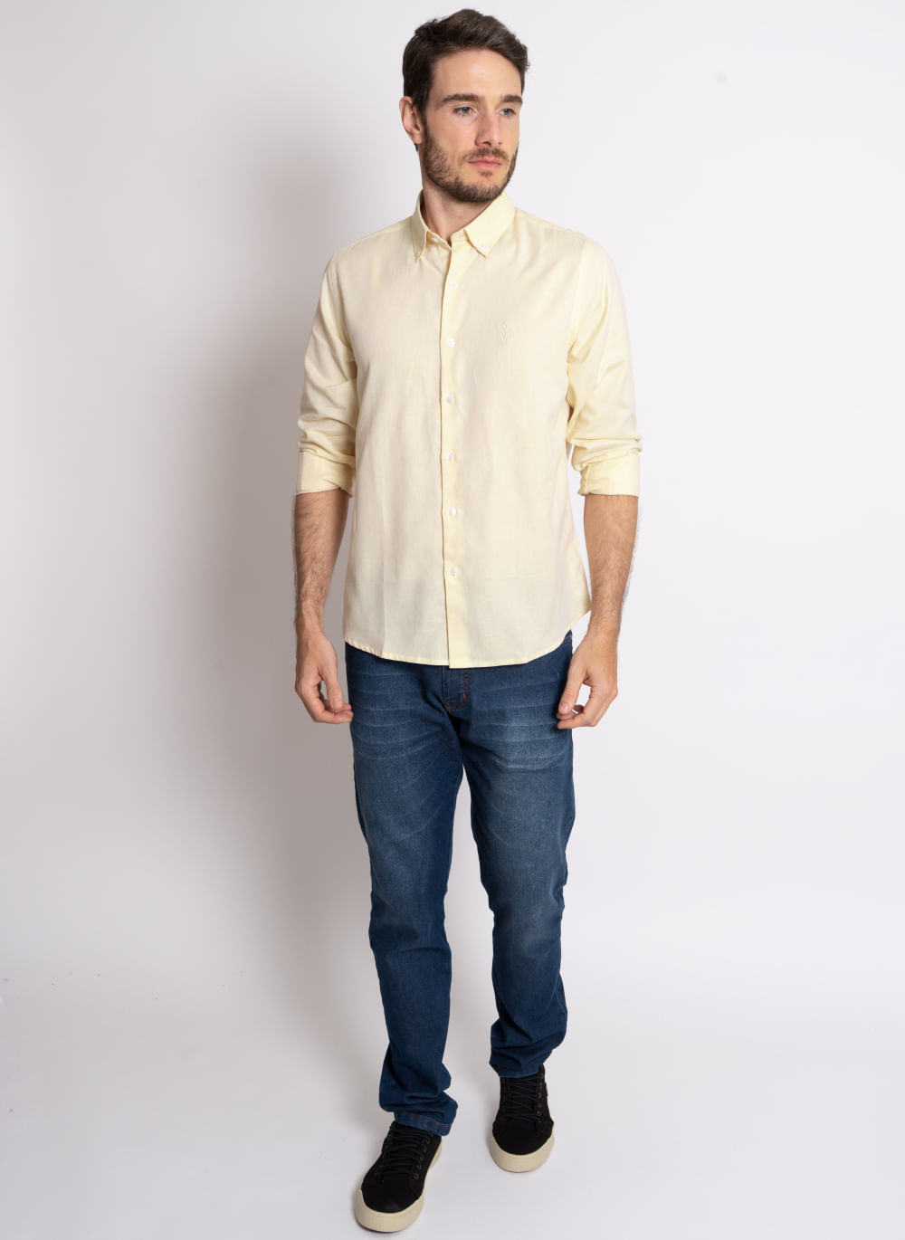 Camisa-Aleatory-Oxfordine-Manga-Longa-Amarela-Amarelo-P