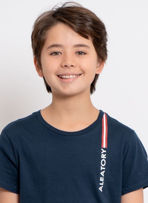 Camiseta Aleatory Kids Estampada Emboss Marinho