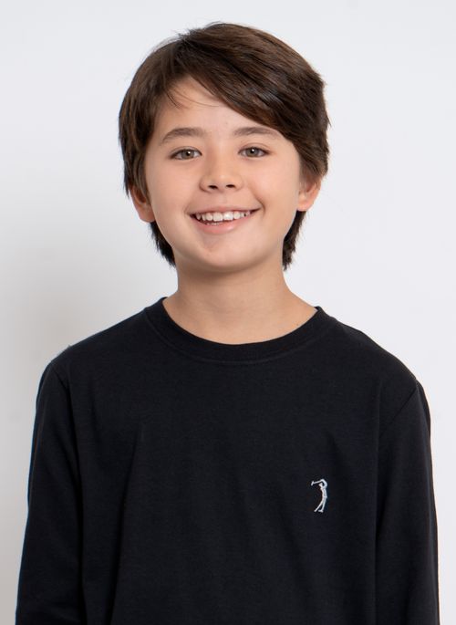 Camiseta Aleatory Infantil Lisa Manga Longa Freedom Preta