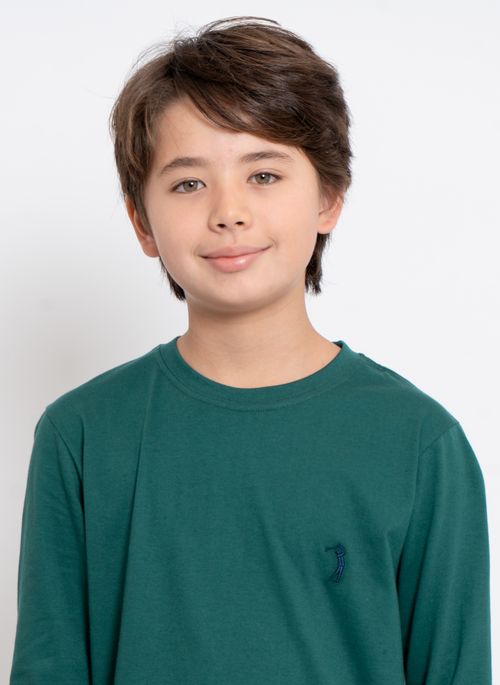 Camiseta Aleatory Infantil Lisa Manga Longa Freedom Verde