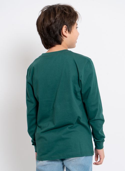 Camiseta Aleatory Infantil Lisa Manga Longa Freedom Verde