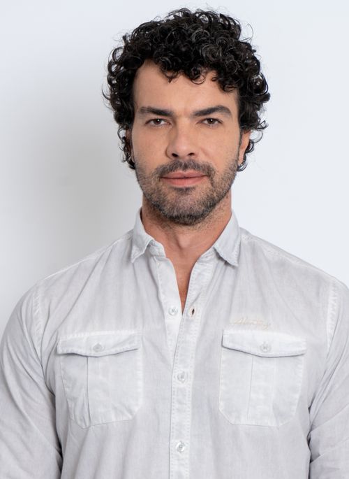 Camisa Aleatory ML Tinturada Cinza
