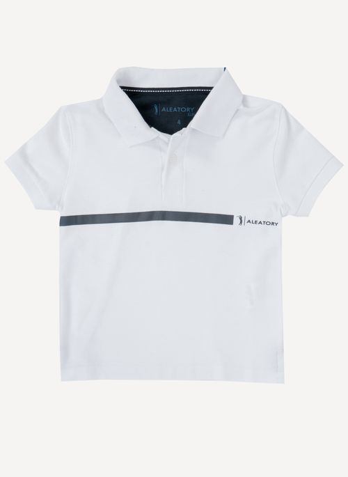 Camisa Polo Infantil Aleatory Piquet Minimal Branca