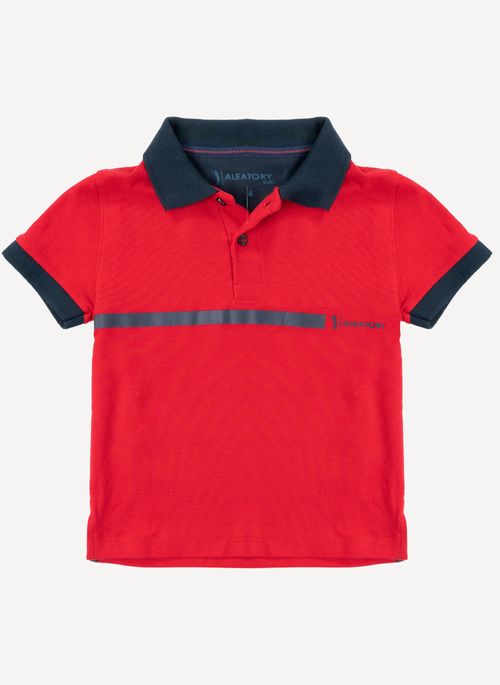 Camisa Polo Infantil Aleatory Piquet Minimal Vermelha