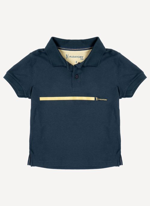 Camisa Polo Infantil Aleatory Piquet Minimal Marinho