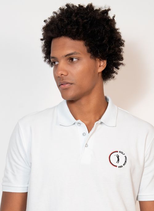 Camisa Polo Aleatory Piquet Recortada Golf Premium Branca