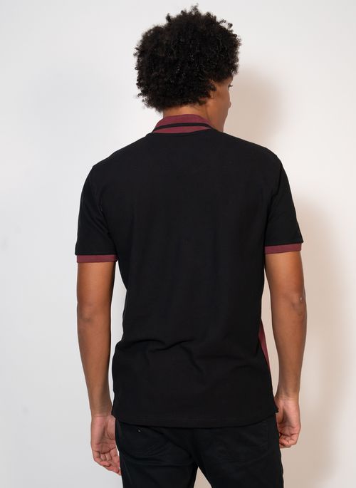 Camisa Polo Recortada Aleatory Piquet Fly Preta