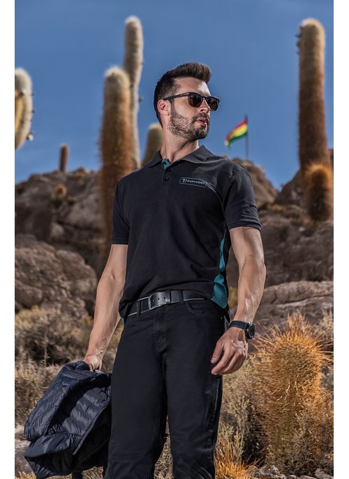 Camisa Polo Recortada Aleatory Hyper Piquet Preta