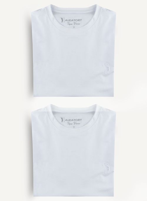 Camiseta Branca Lisa Aleatory Pima Kit com 2