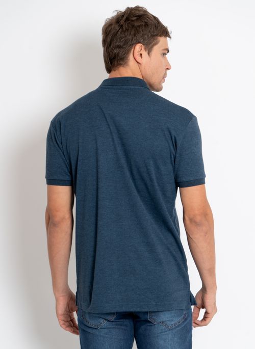 Camisa Polo Aleatory Lisa Algodão Pima Mescla Marinho