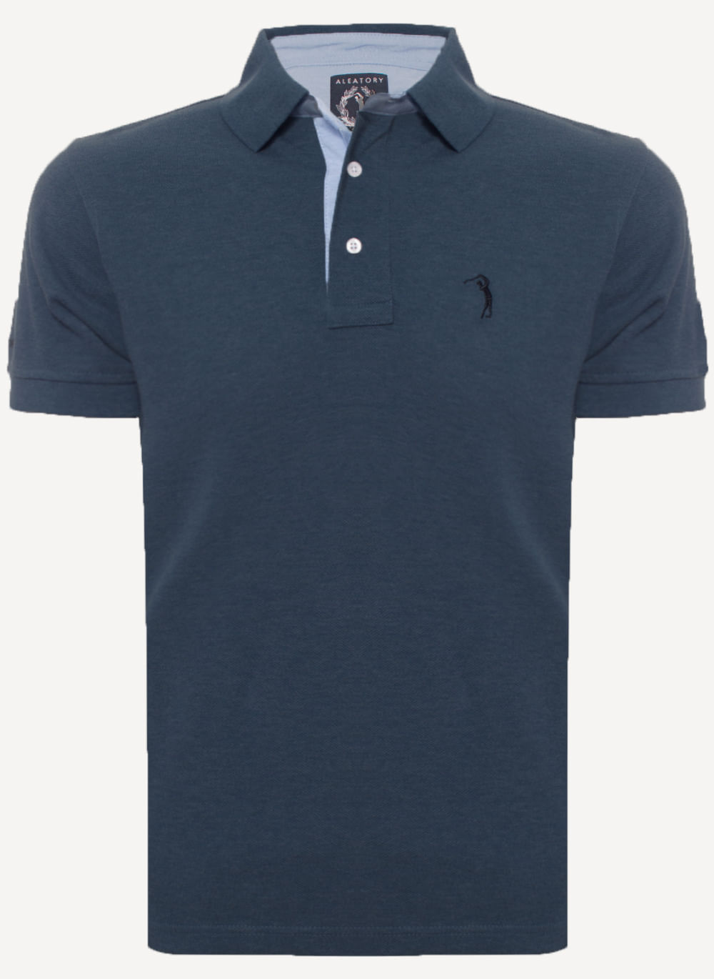 Camisa-Polo-Aleatory-Lisa-Mescla-Azul-Marinho-Azul-Marinho-P