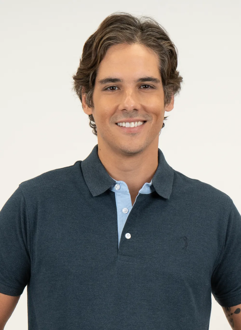 Camisa-Polo-Aleatory-Lisa-Mescla-Azul-Marinho-Azul-Marinho-P