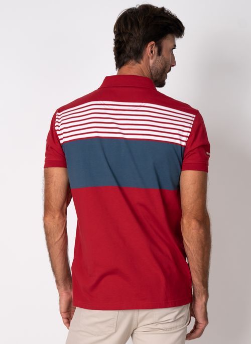Camisa Polo Aleatory Listrada Prestige Vermelha