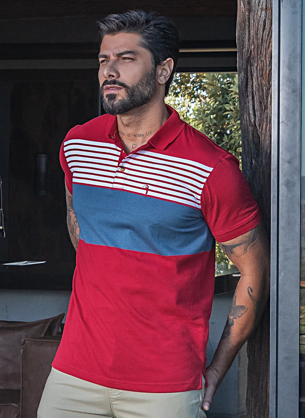 Camisa-Polo-Aleatory-Listrada-Prestige-Vermelha-Vermelho-GG
